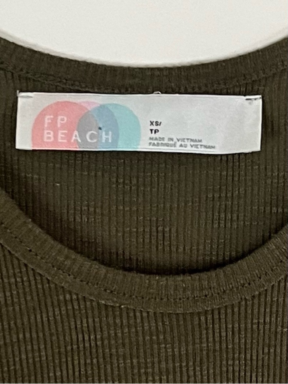 Free People FP Beach Green Ribbed Coverup Tank Dress Top XS Boho Flowy Racerback - Picture 5 of 9